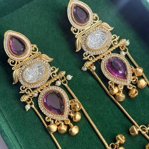 Real Gold Plated Kashmiri Earrings Desi Jewelry